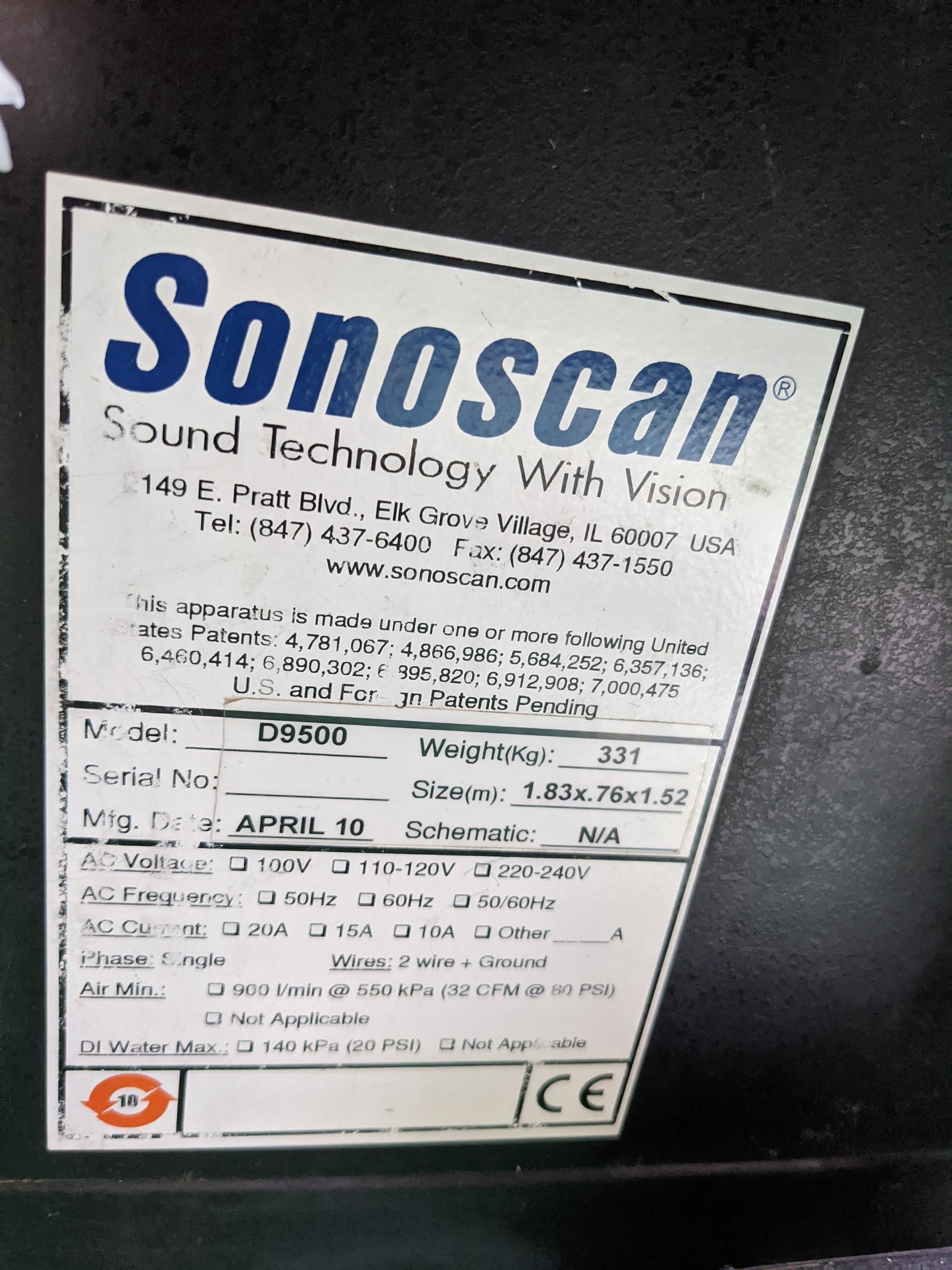 사진 사용됨 SONOSCAN D-9500 판매용