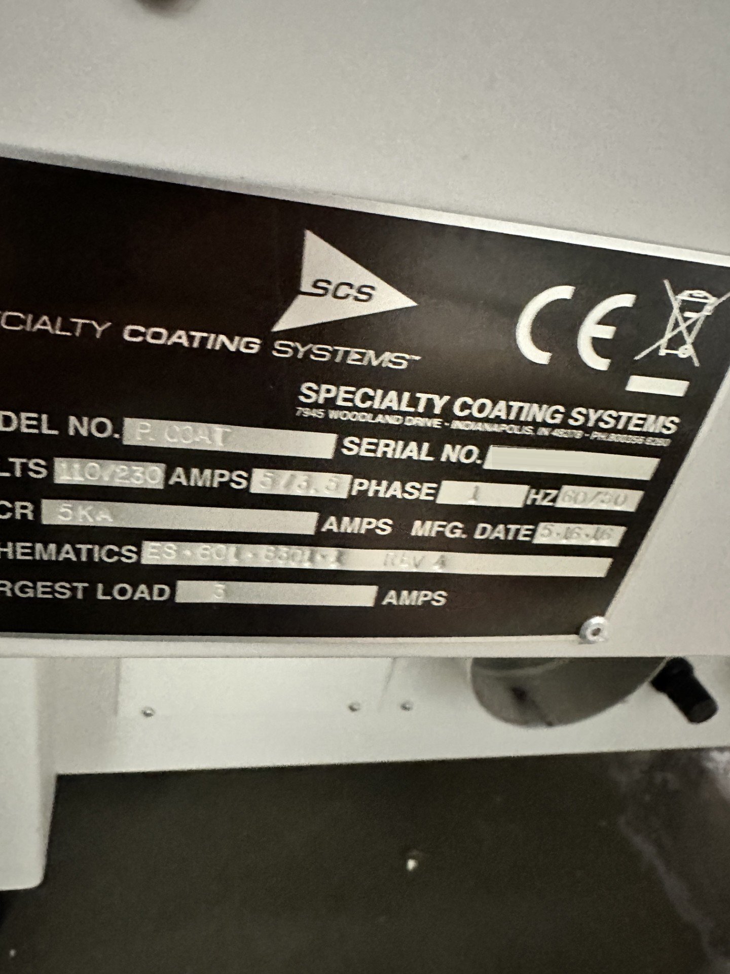 Photo Used SPECIALTY COATING SYSTEMS / SCS P.COAT For Sale