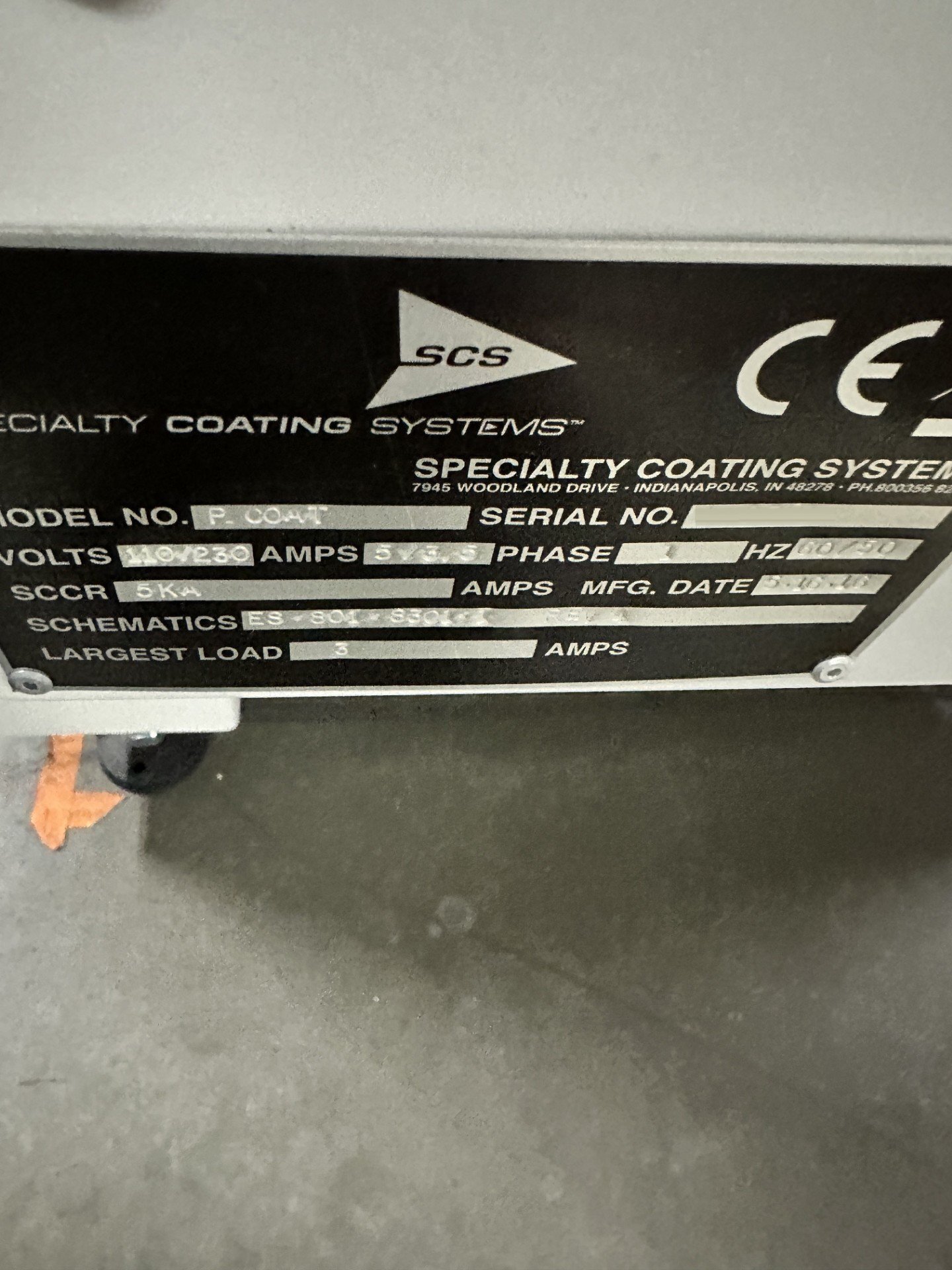 Photo Used SPECIALTY COATING SYSTEMS / SCS P.COAT For Sale