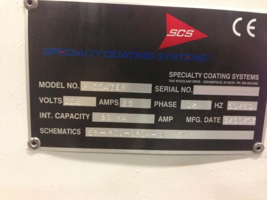 Photo Used SPECIALTY COATING SYSTEMS / SCS P Coater For Sale