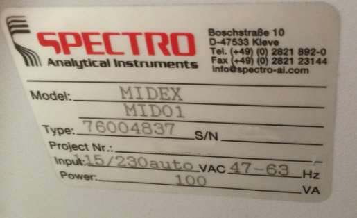 Photo Used SPECTRO MIDEX-MID01 For Sale