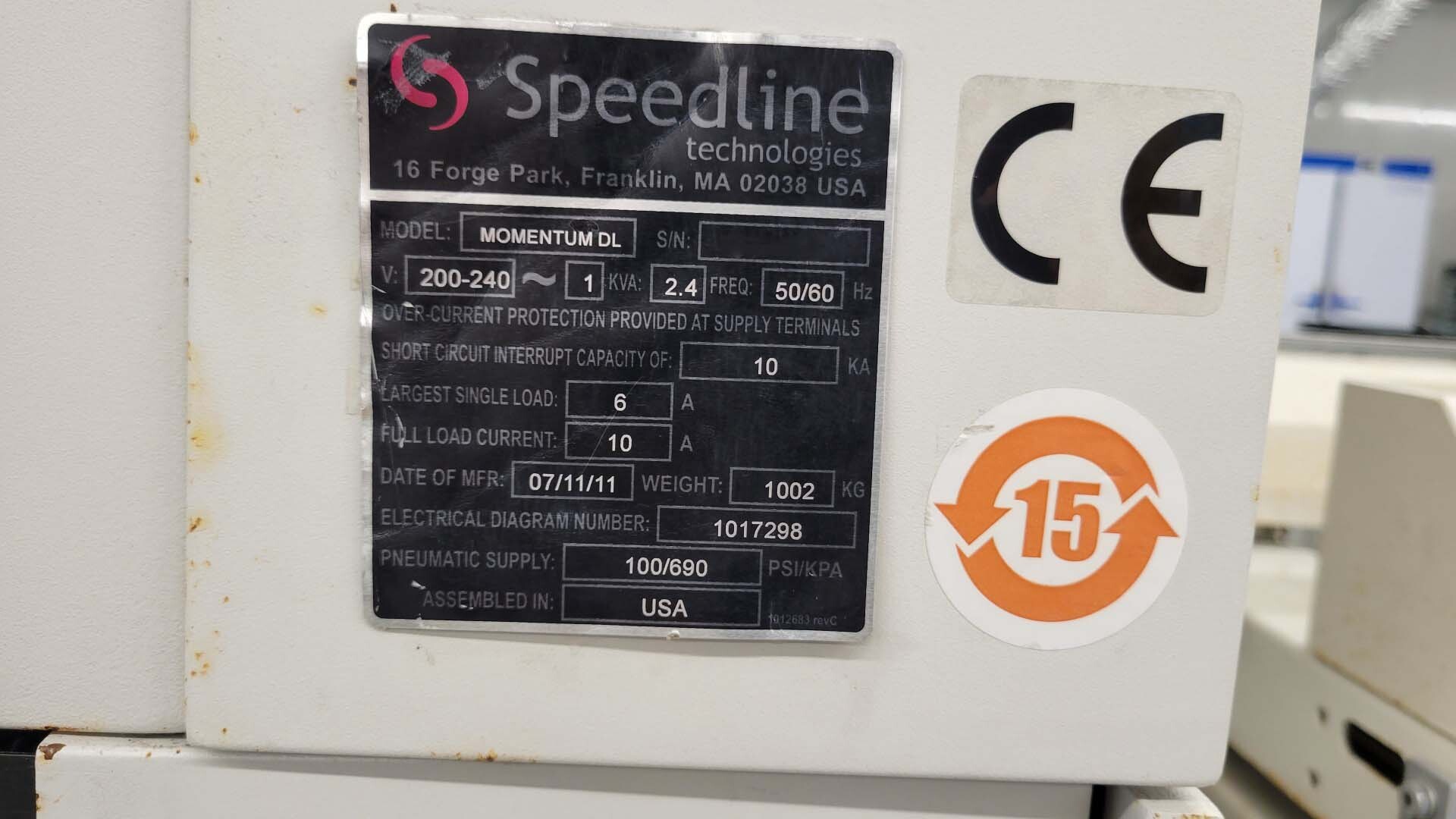 图为 已使用的 SPEEDLINE / MPM Momentum DL 待售