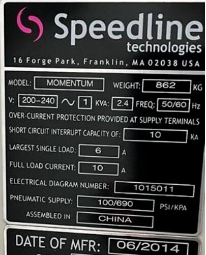 图为 已使用的 SPEEDLINE / MPM Momentum 待售