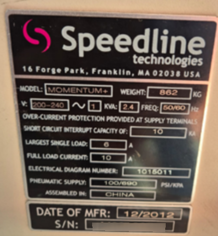 图为 已使用的 SPEEDLINE / MPM Momentum 待售