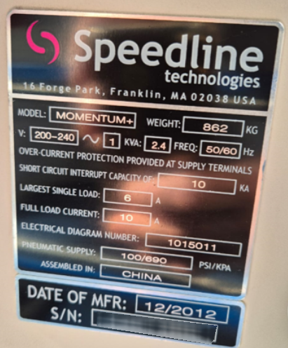 图为 已使用的 SPEEDLINE / MPM Momentum 待售