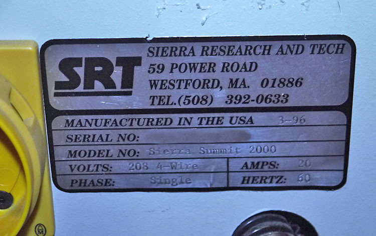 Photo Used SRT / SIERRA RESEARCH AND TECH Summit 2000 For Sale