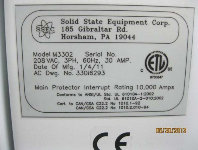 SSEC 3302 가스 세정기 판매 가격 #9050264, 2011에 사용됨 > CAE에서 구매