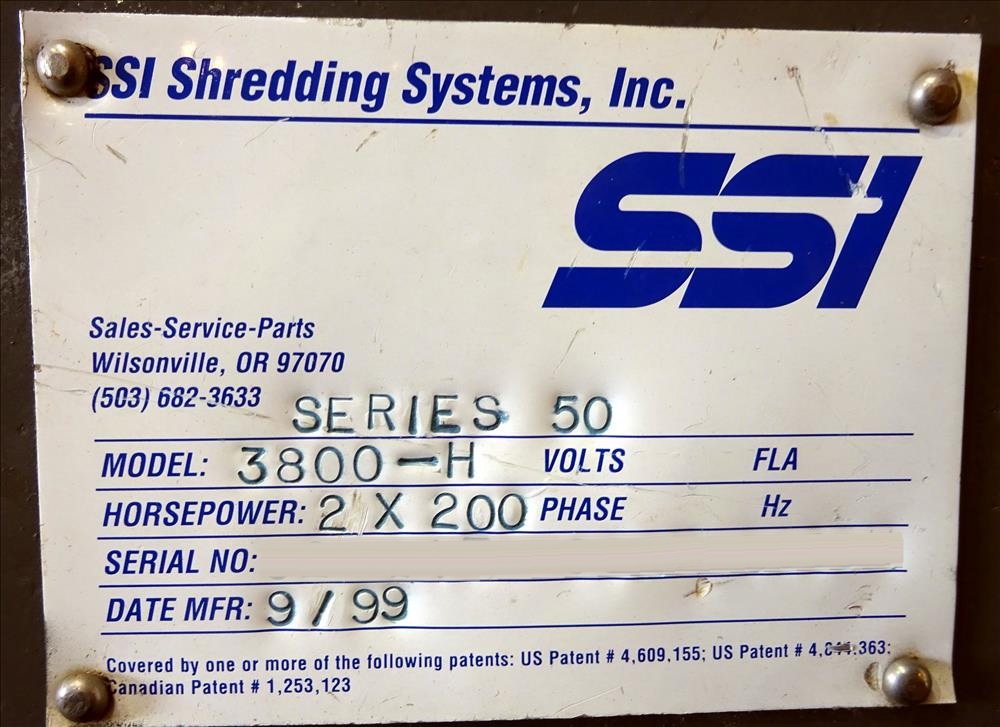 Foto Verwendet SSI / SHREDDING SYSTEMS INC 3800-H Series 50 Zum Verkauf