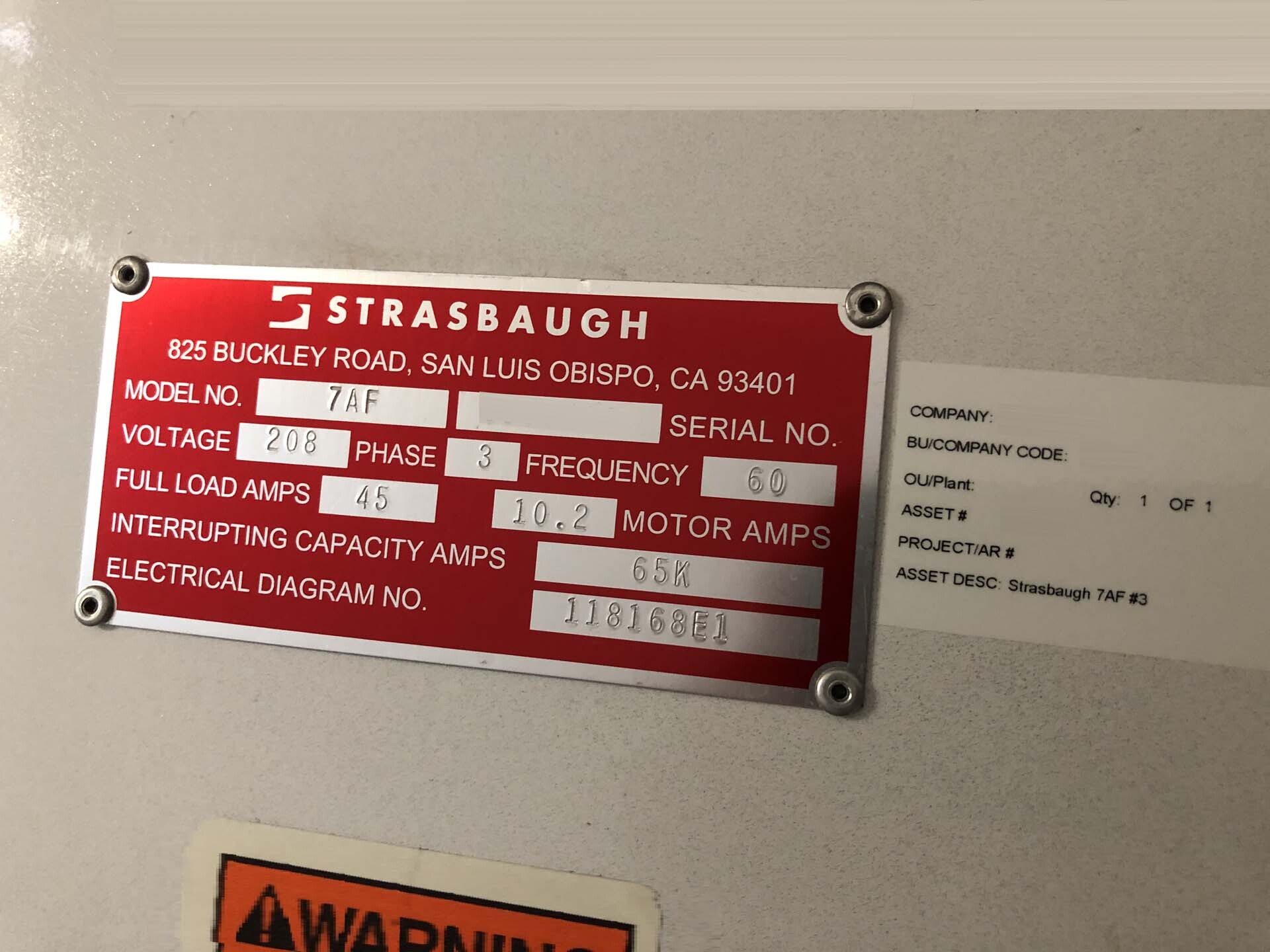 사진 사용됨 STRASBAUGH 7AF 판매용