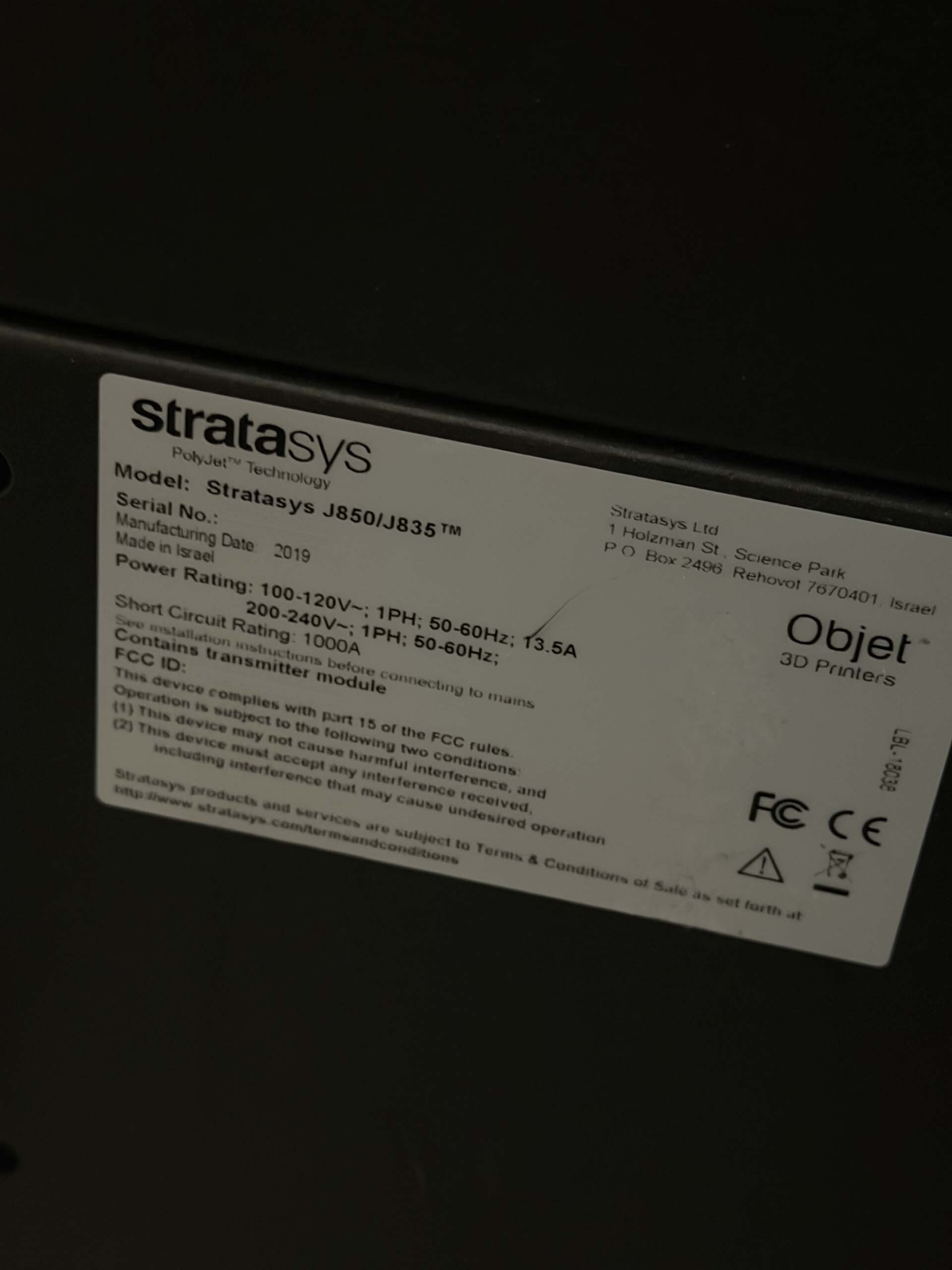 Photo Used STRATASYS / OBJET J850 For Sale