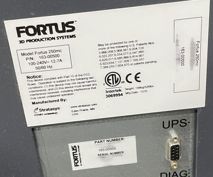 사진 사용됨 STRATASYS Fortus 250MC 판매용