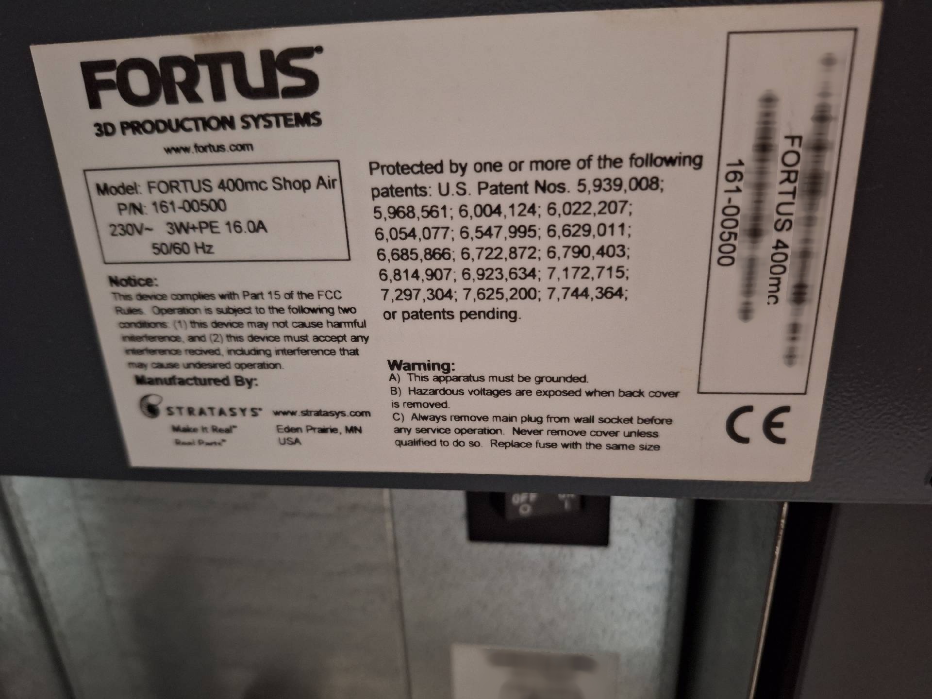 Foto Verwendet STRATASYS Fortus 400MC Zum Verkauf
