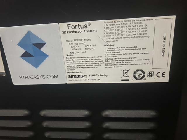 图为 已使用的 STRATASYS Fortus 450MC 待售