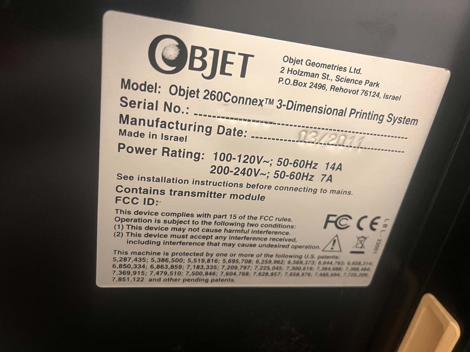 Photo Used STRATASYS Objet 260 Connex For Sale