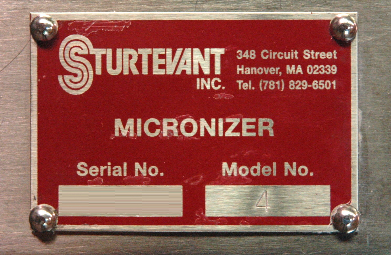 Photo Used STURTEVANT Micronizer For Sale