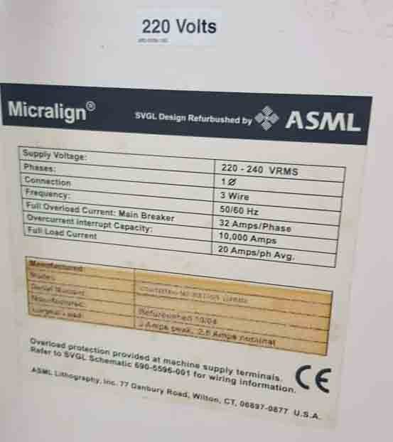 Photo Used SVG / PERKIN ELMER / ASML Micralign 600 For Sale