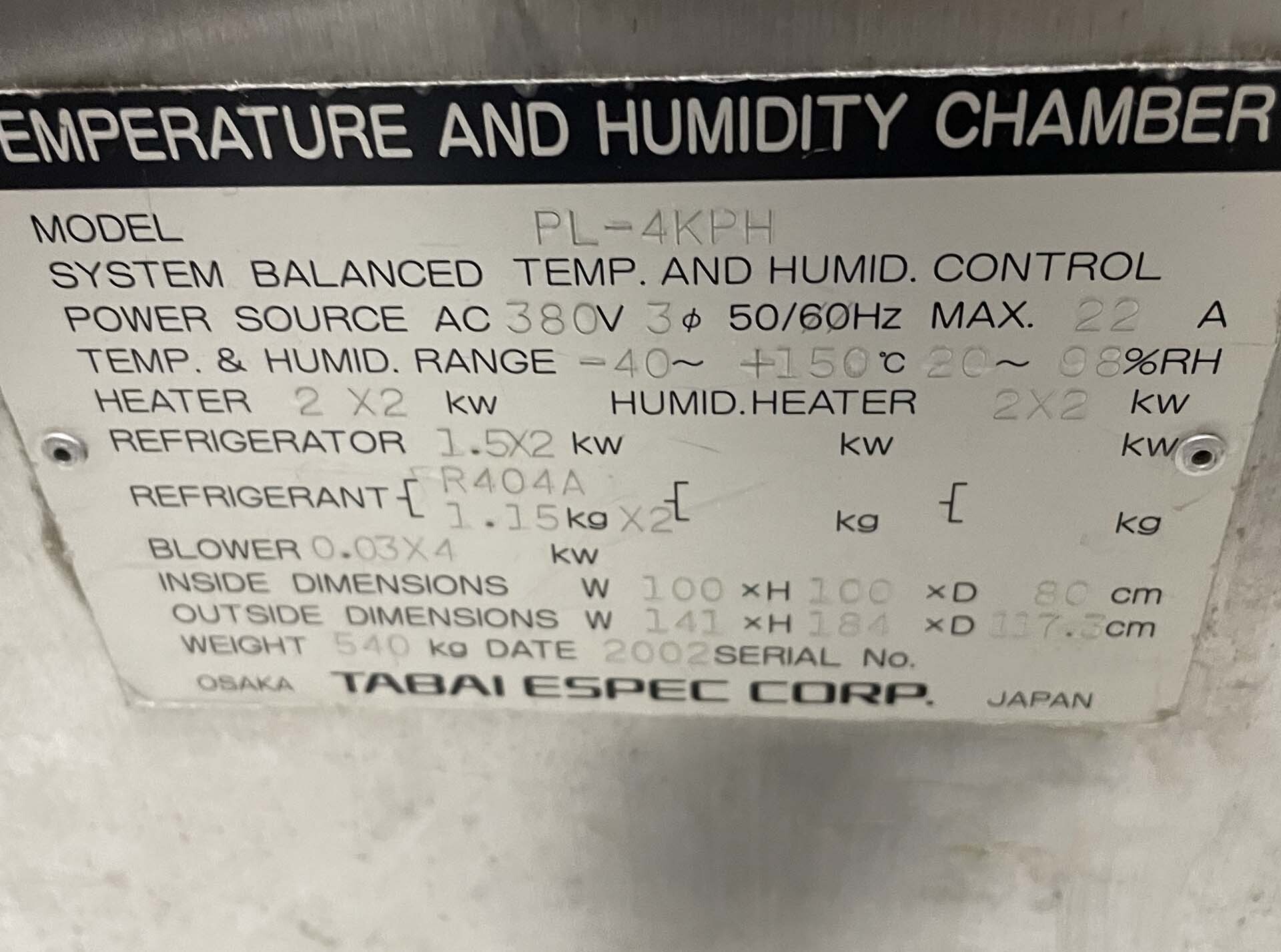 圖為 已使用的 TABAI ESPEC PL-4KPH 待售