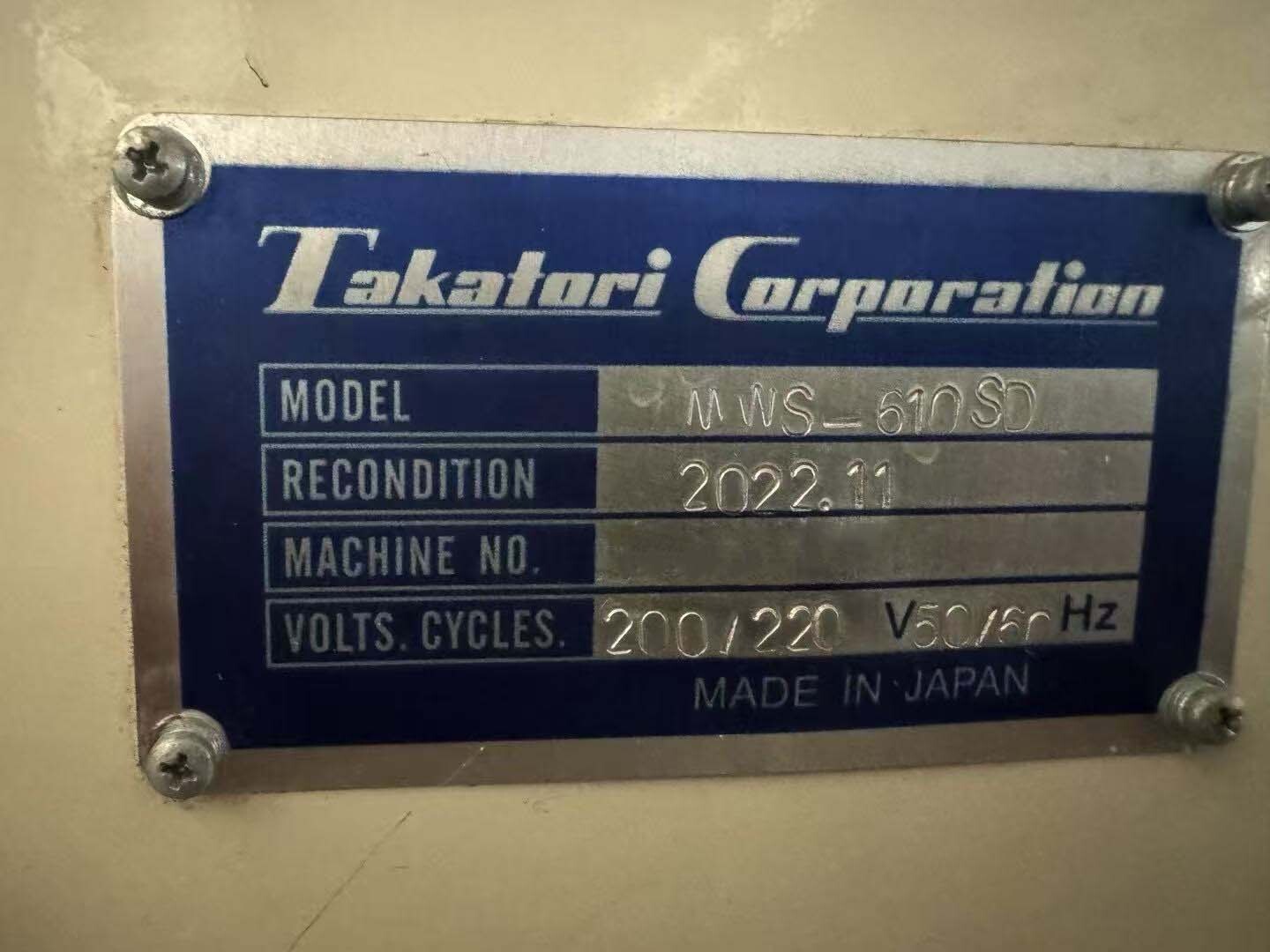 사진 사용됨 TAKATORI MWS 610SD 판매용