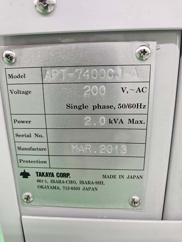 圖為 已使用的 TAKAYA APT-7400CJ 待售