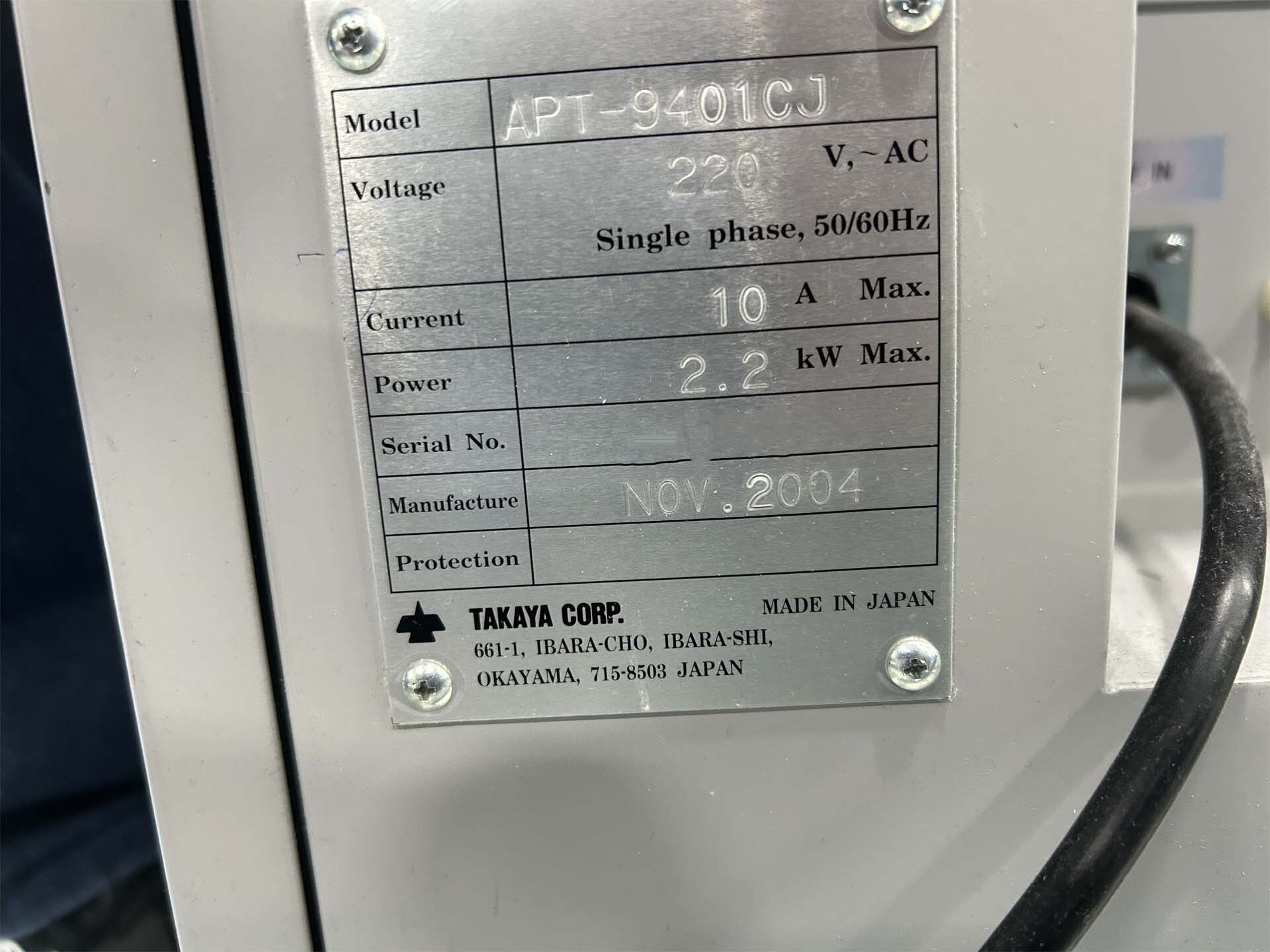 圖為 已使用的 TAKAYA APT 9401CJ 待售