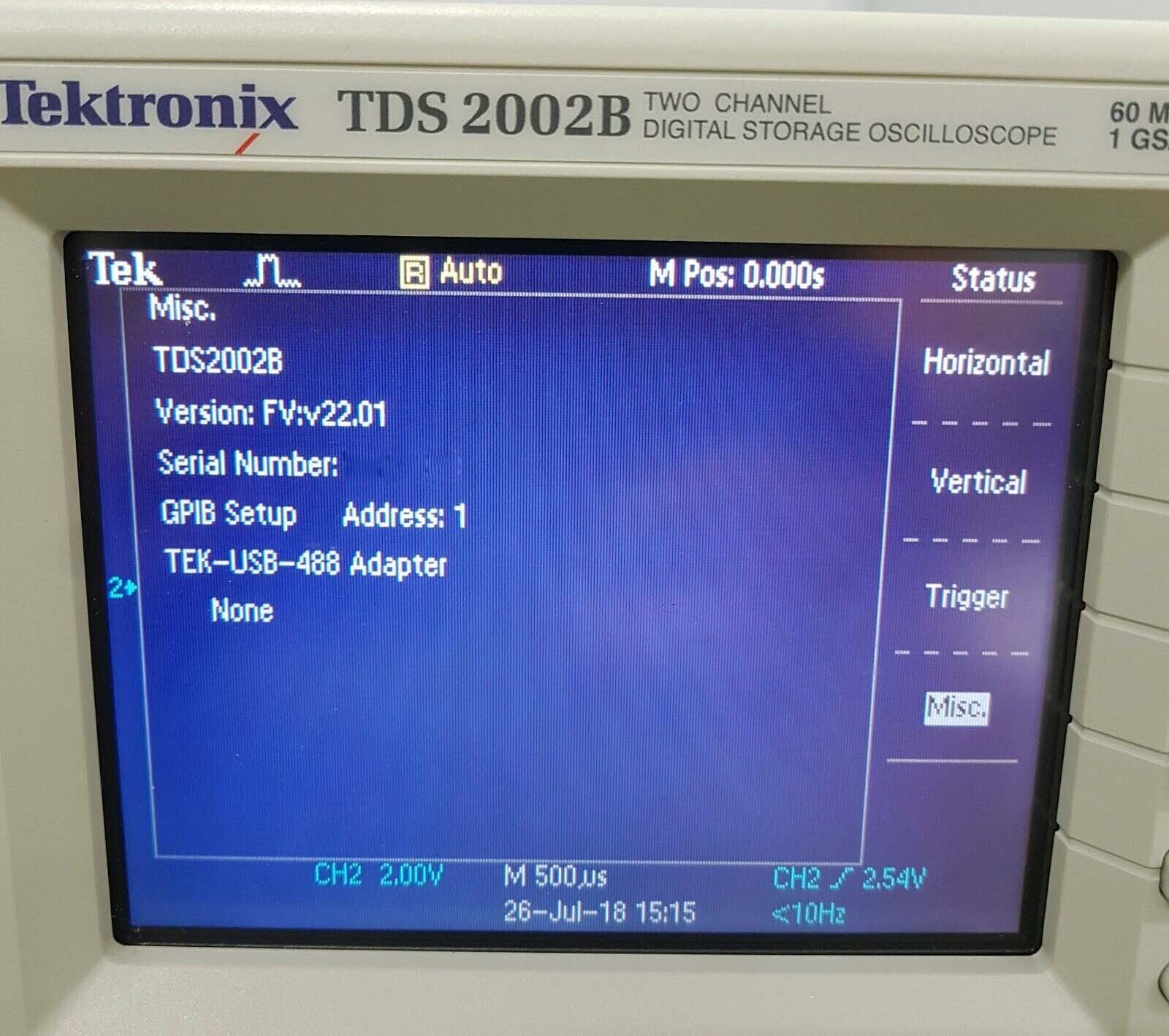 Photo Used TEKTRONIX TDS 2002B For Sale