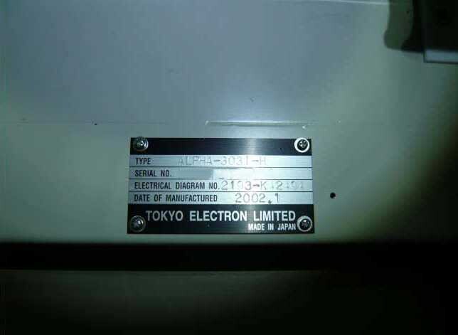 圖為 已使用的 TEL / TOKYO ELECTRON Alpha 303i-H 待售