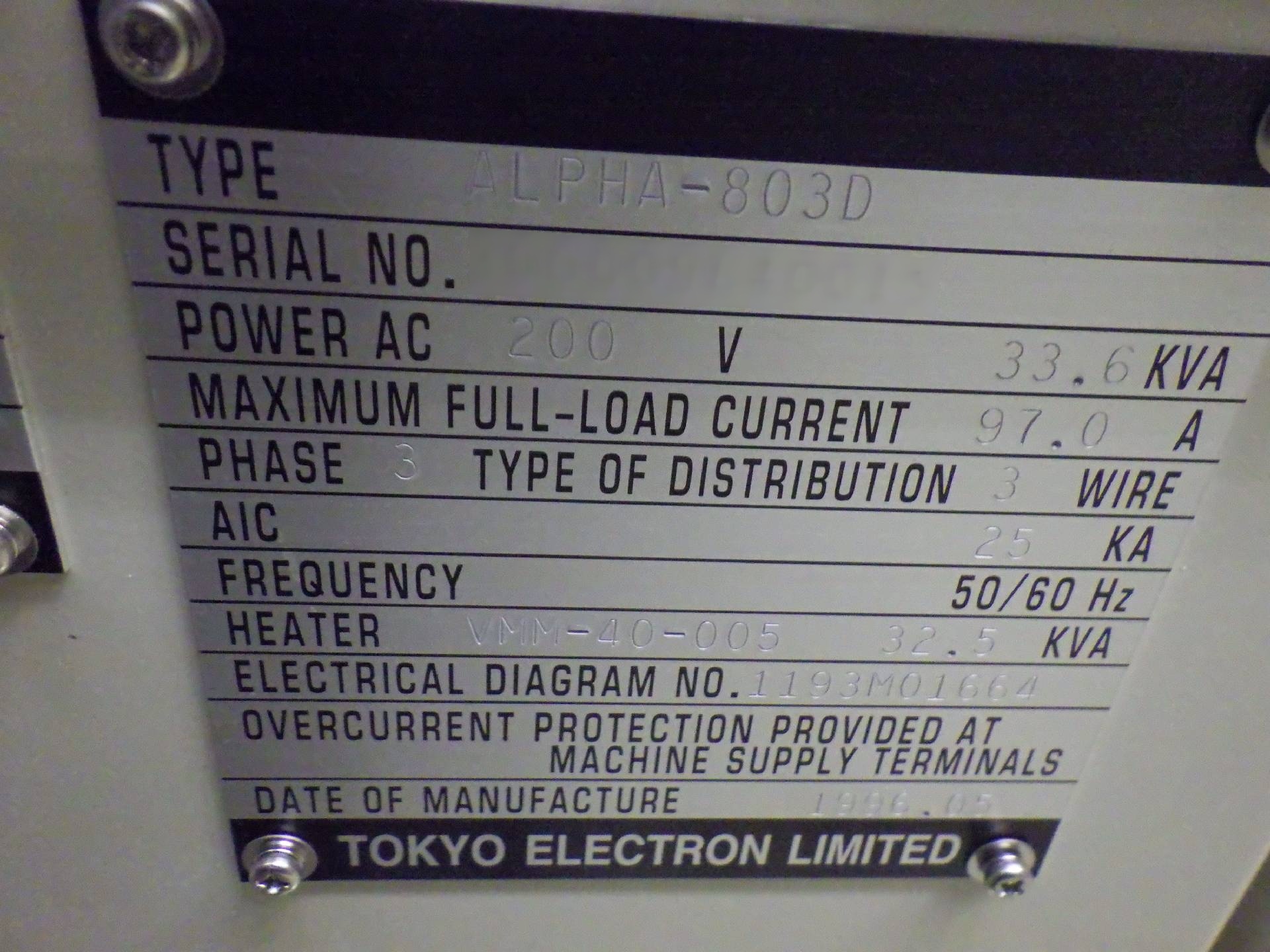 Photo Utilisé TEL / TOKYO ELECTRON Alpha 803D À vendre