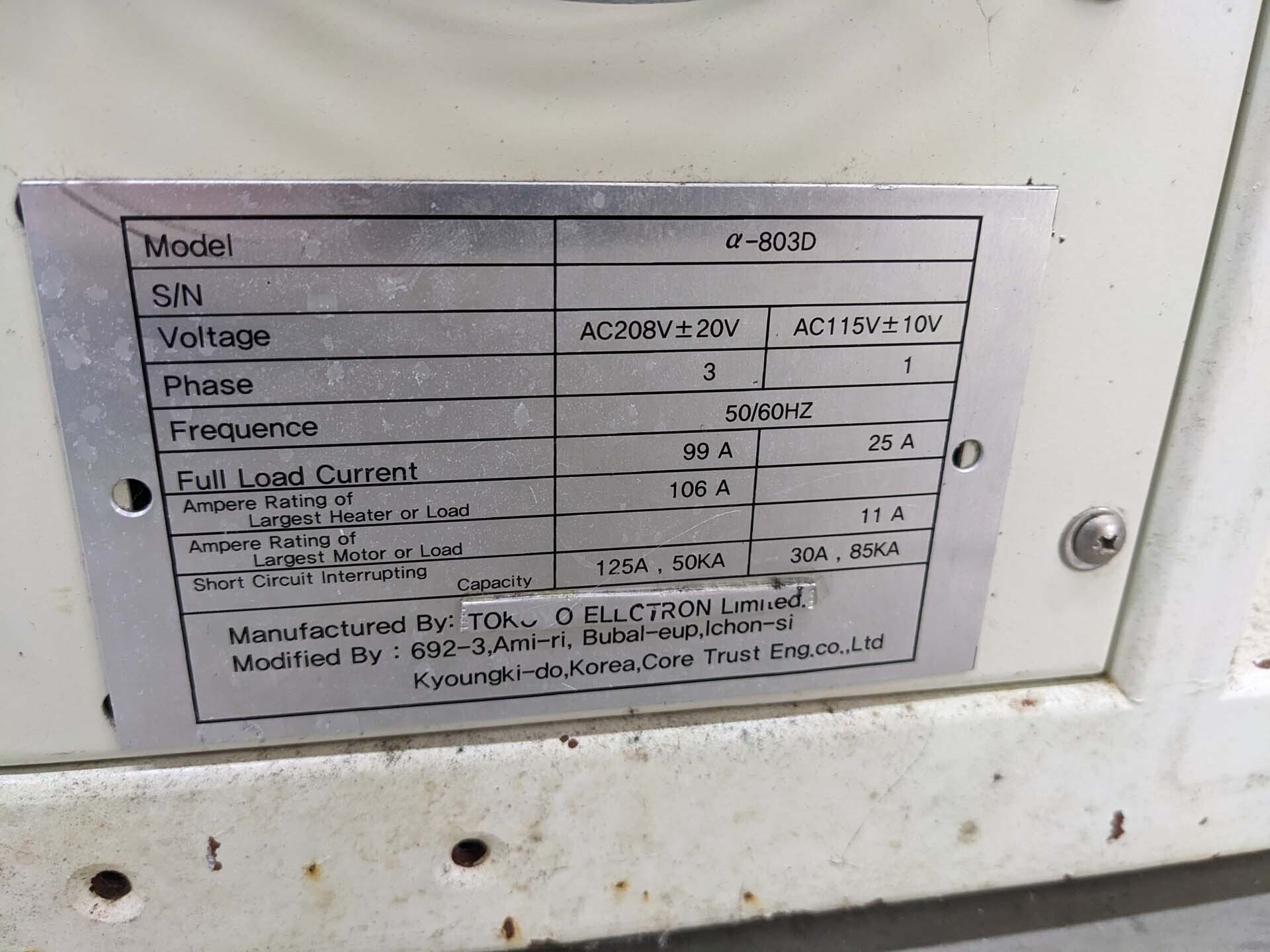 Photo Utilisé TEL / TOKYO ELECTRON Alpha 803D À vendre
