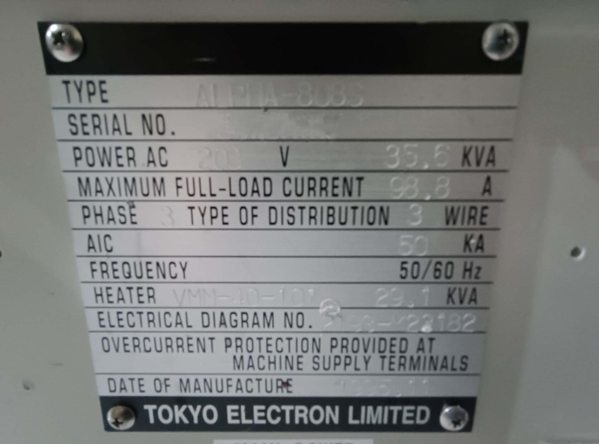 フォト（写真） 使用される TEL / TOKYO ELECTRON Alpha 808S 販売のために
