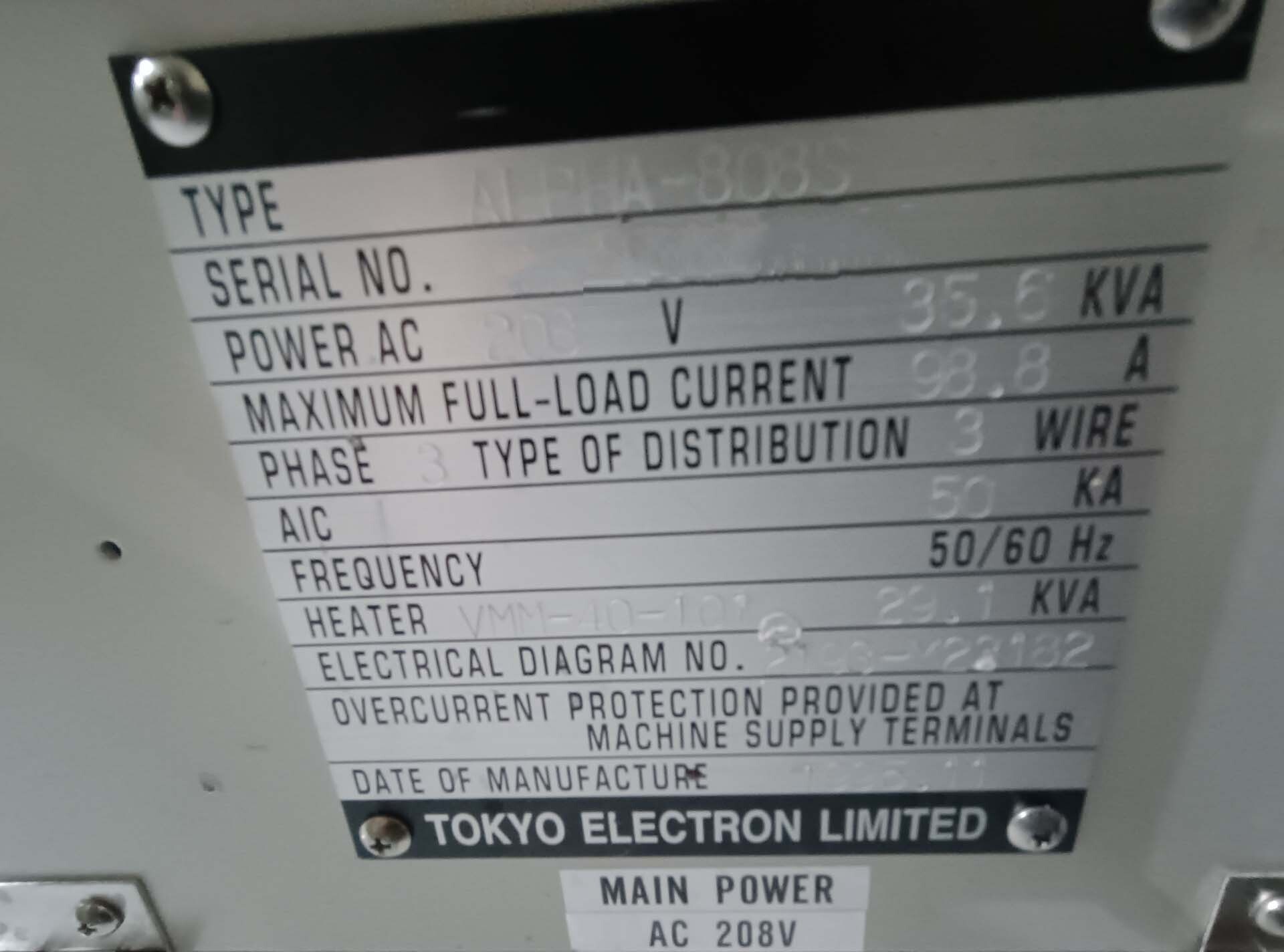 フォト（写真） 使用される TEL / TOKYO ELECTRON Alpha 808S 販売のために