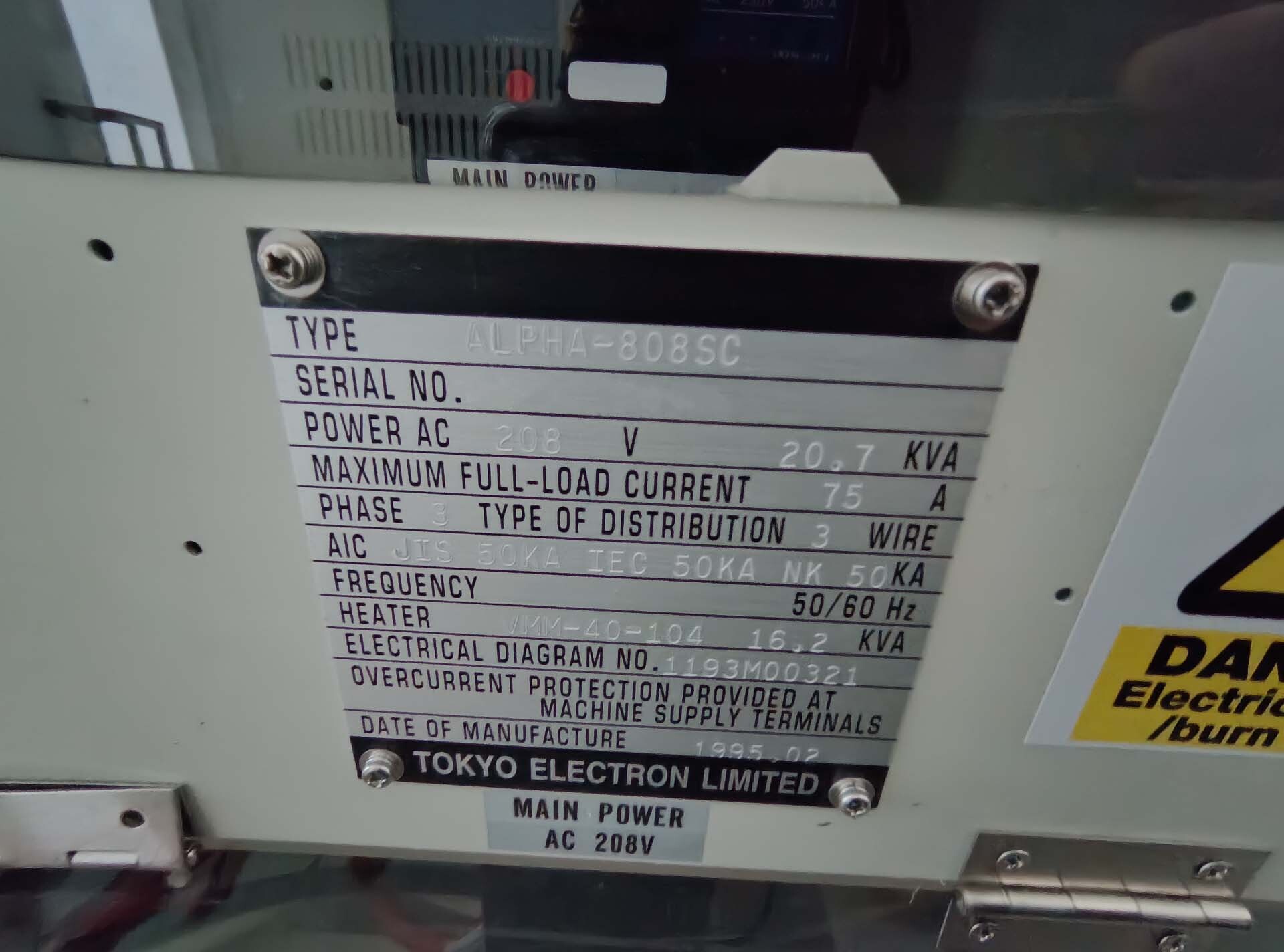 图为 已使用的 TEL / TOKYO ELECTRON Alpha 808SC 待售