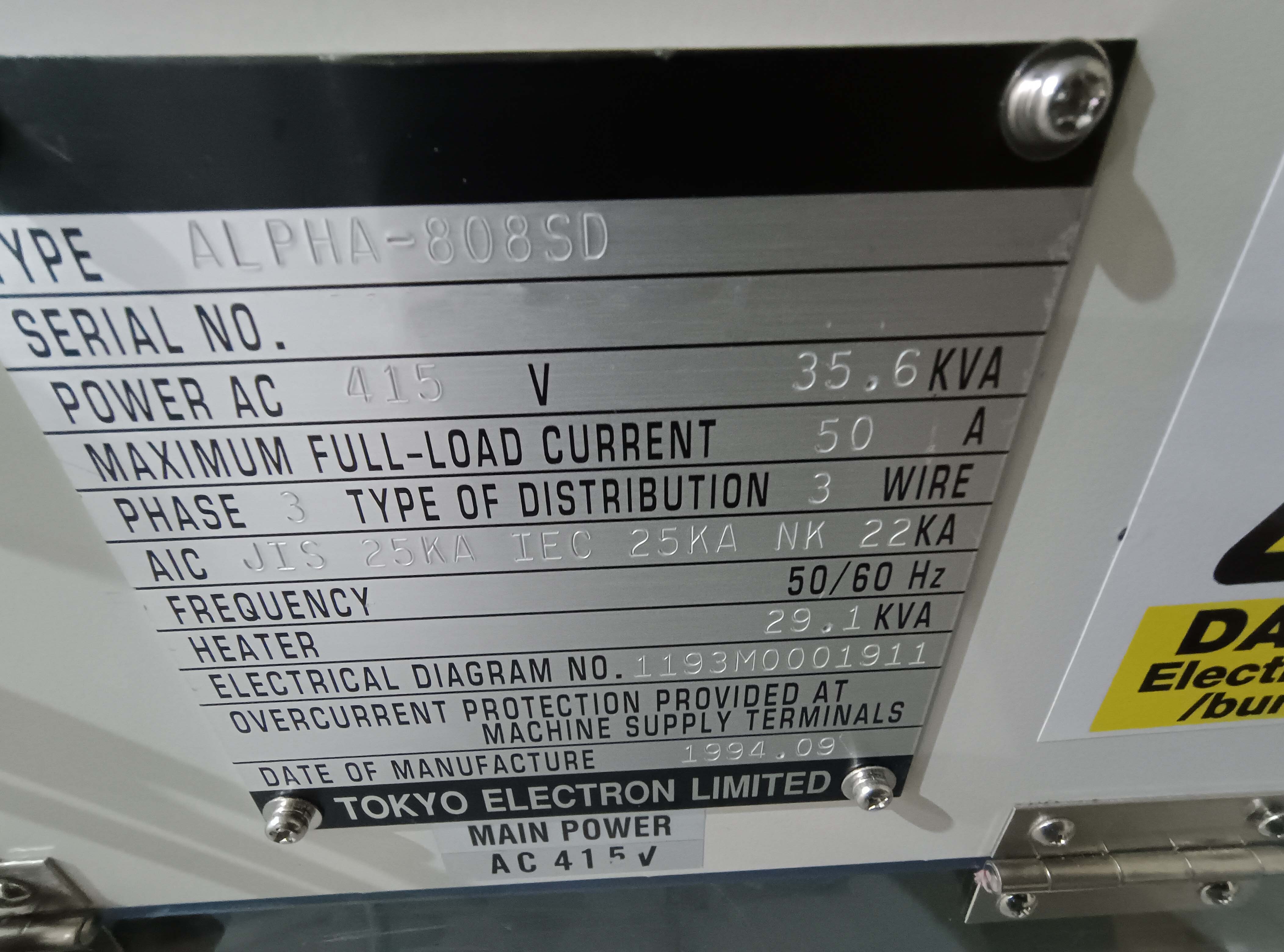 图为 已使用的 TEL / TOKYO ELECTRON Alpha 808SD 待售
