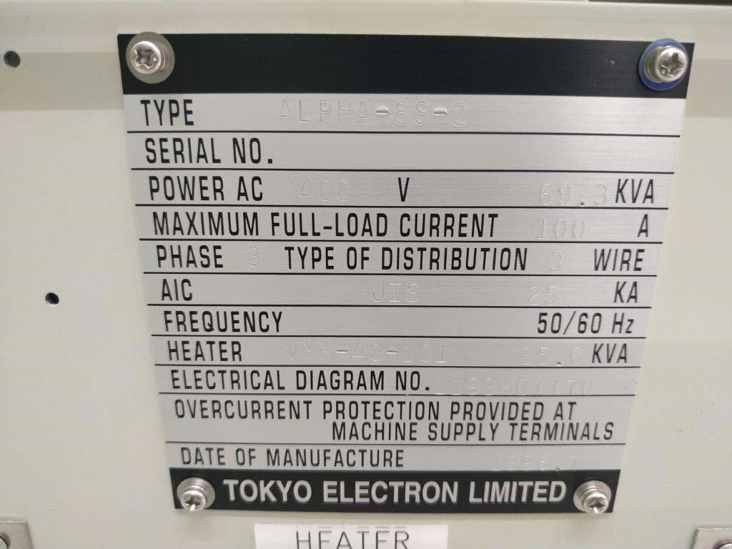 Photo Utilisé TEL / TOKYO ELECTRON Alpha 8S-Z À vendre