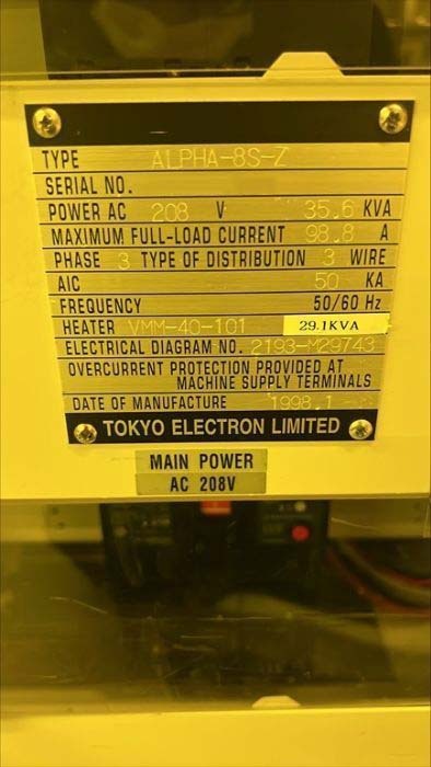 圖為 已使用的 TEL / TOKYO ELECTRON Alpha 8S-Z 待售