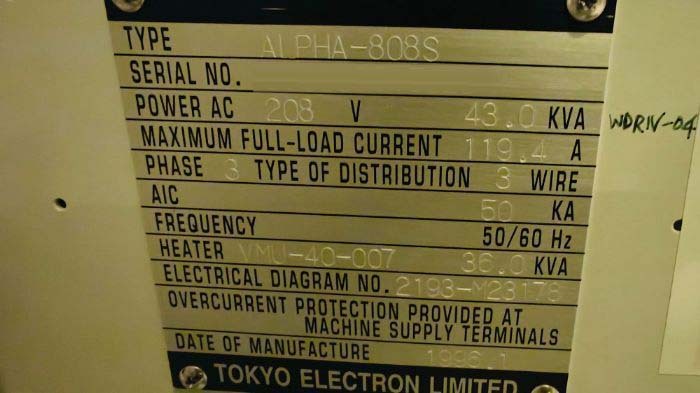 Foto Verwendet TEL / TOKYO ELECTRON Alpha 8S Zum Verkauf