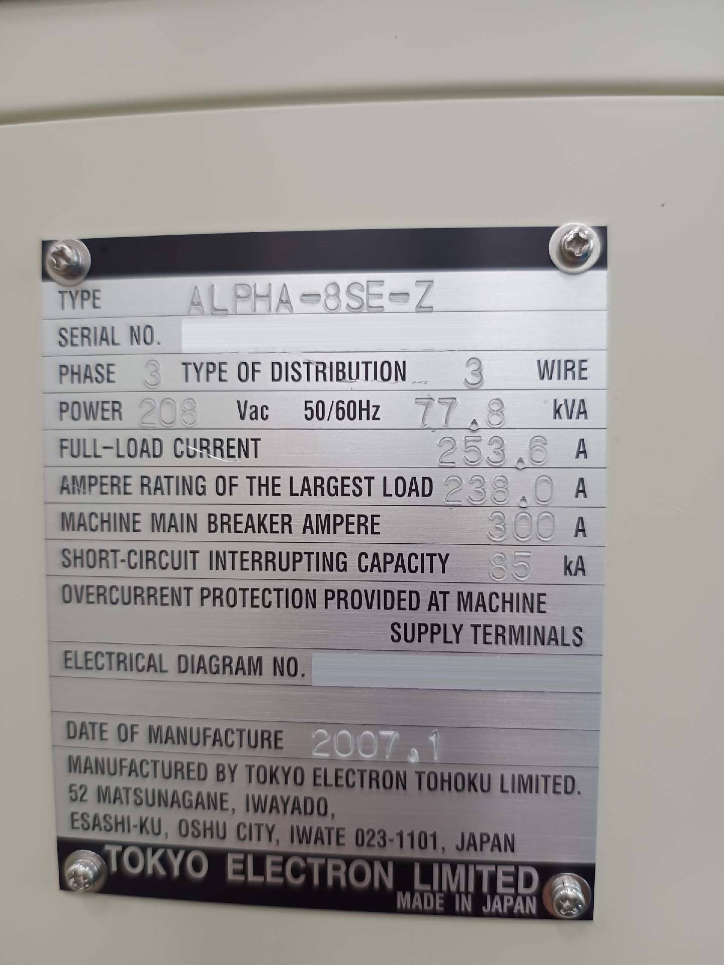 Foto Verwendet TEL / TOKYO ELECTRON Alpha 8SE-Z Zum Verkauf