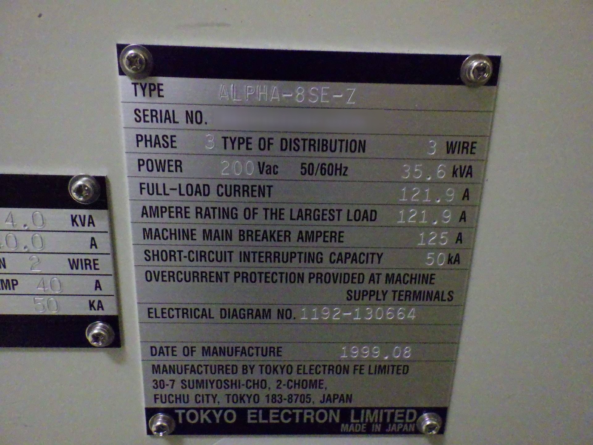 TEL / TOKYO ELECTRON Alpha 8SE-Z Diffusion Furnace used for sale