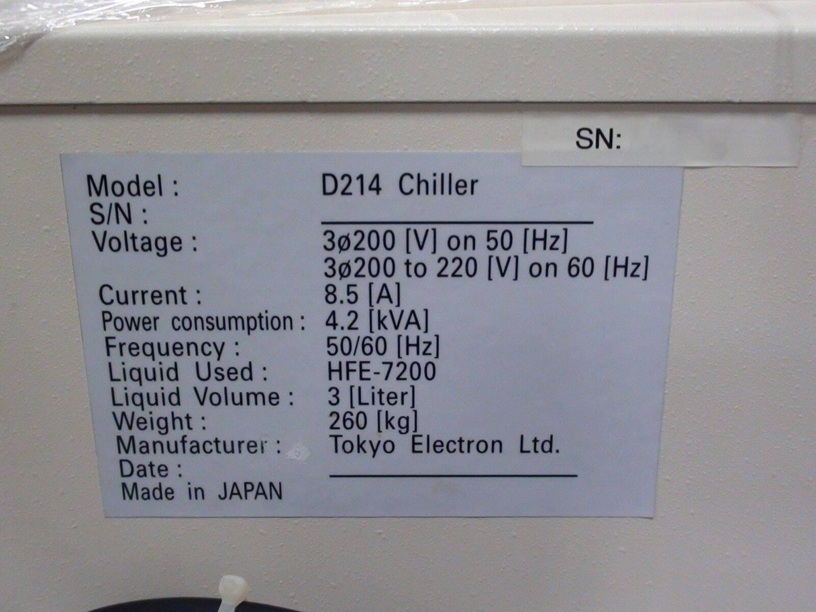 Photo Used TEL / TOKYO ELECTRON D214 For Sale