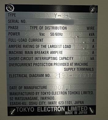 Photo Used TEL / TOKYO ELECTRON Indy-B-L For Sale