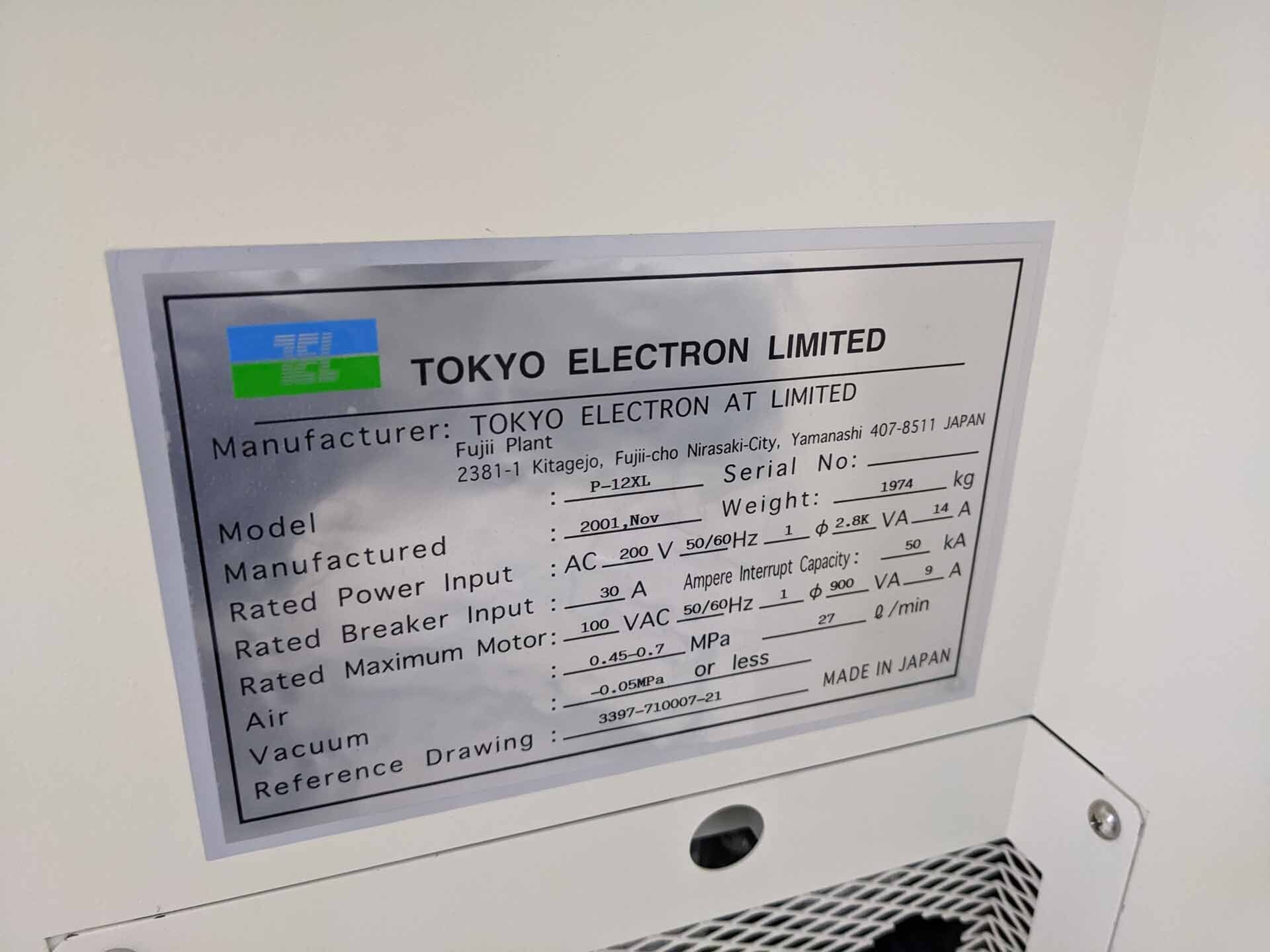 圖為 已使用的 TEL / TOKYO ELECTRON P-12XL 待售