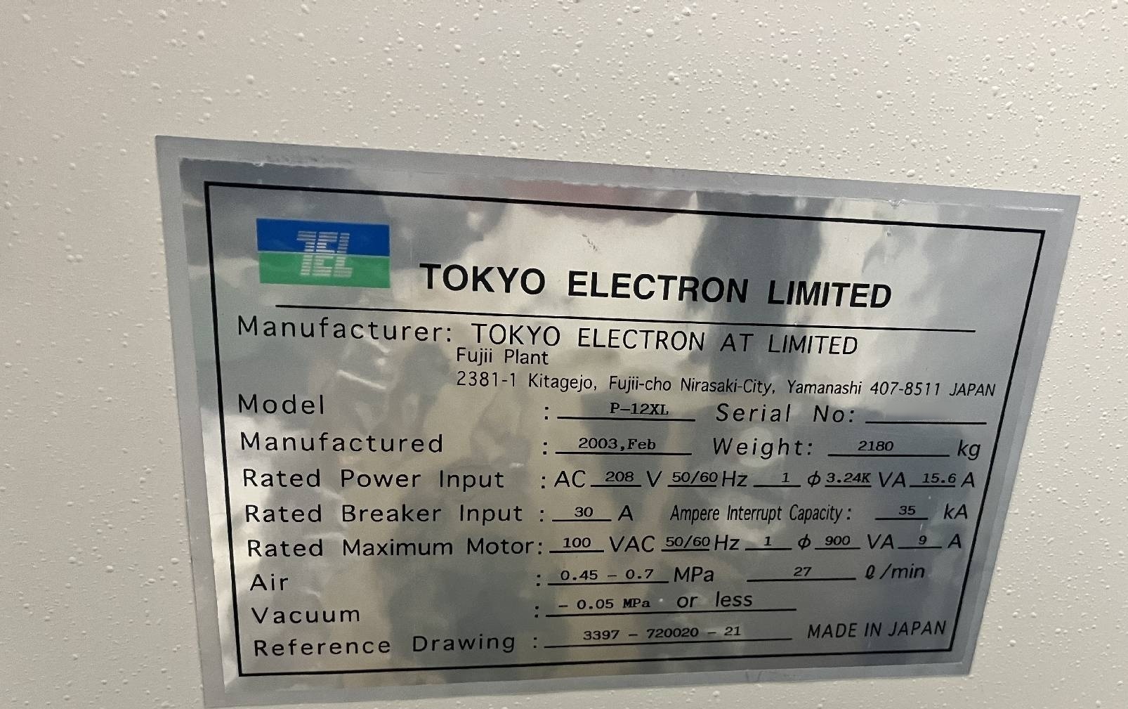 图为 已使用的 TEL / TOKYO ELECTRON P-12XL 待售