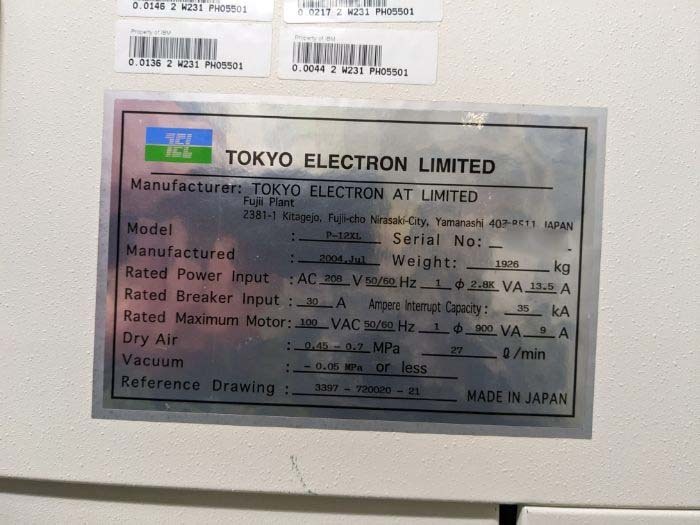 图为 已使用的 TEL / TOKYO ELECTRON P-12XL 待售