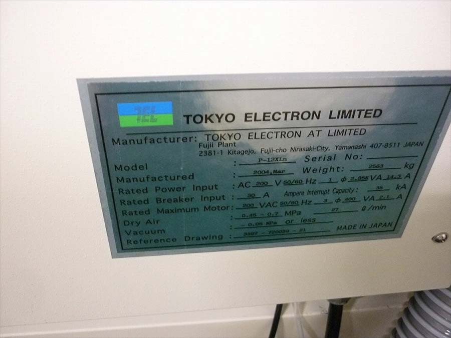 圖為 已使用的 TEL / TOKYO ELECTRON P-12XL 待售