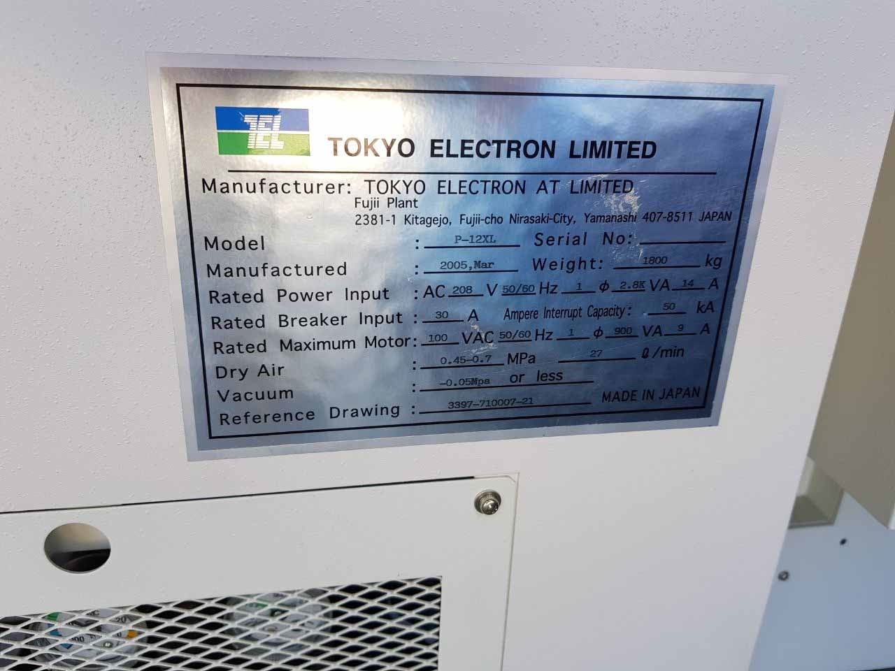 图为 已使用的 TEL / TOKYO ELECTRON P-12XL 待售