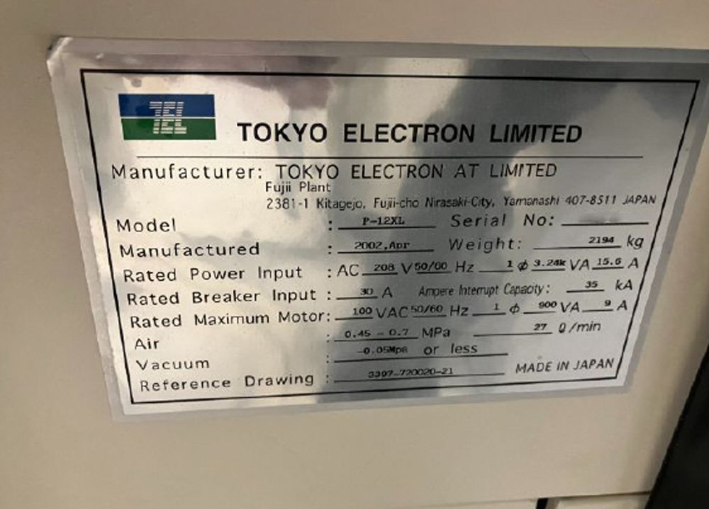 圖為 已使用的 TEL / TOKYO ELECTRON P-12XL 待售