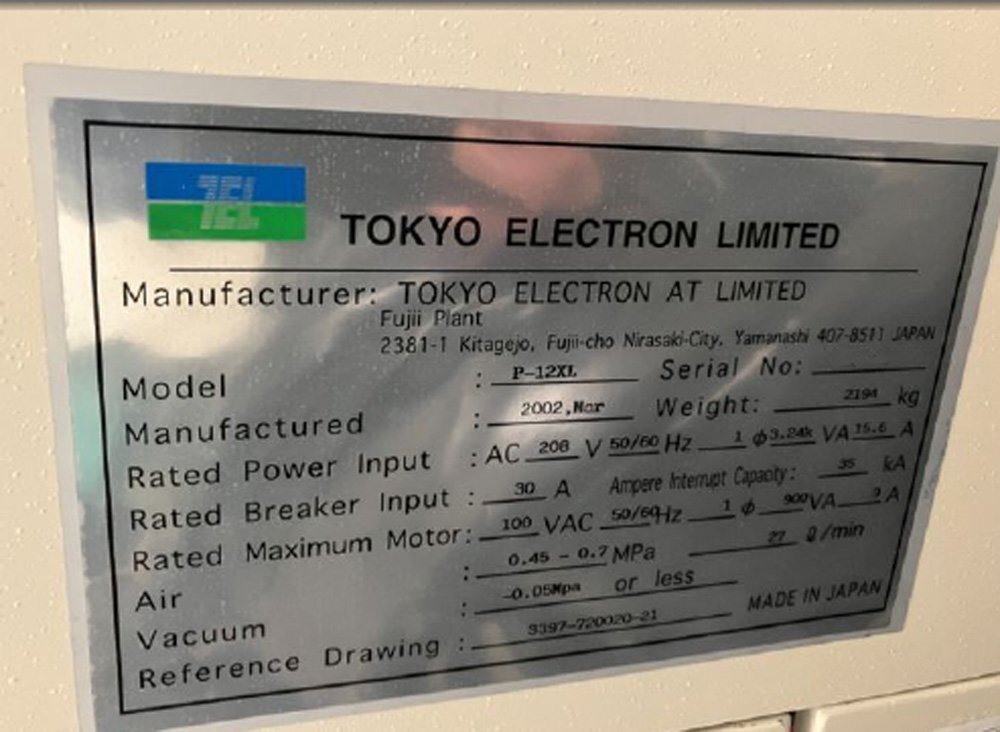 圖為 已使用的 TEL / TOKYO ELECTRON P-12XL 待售