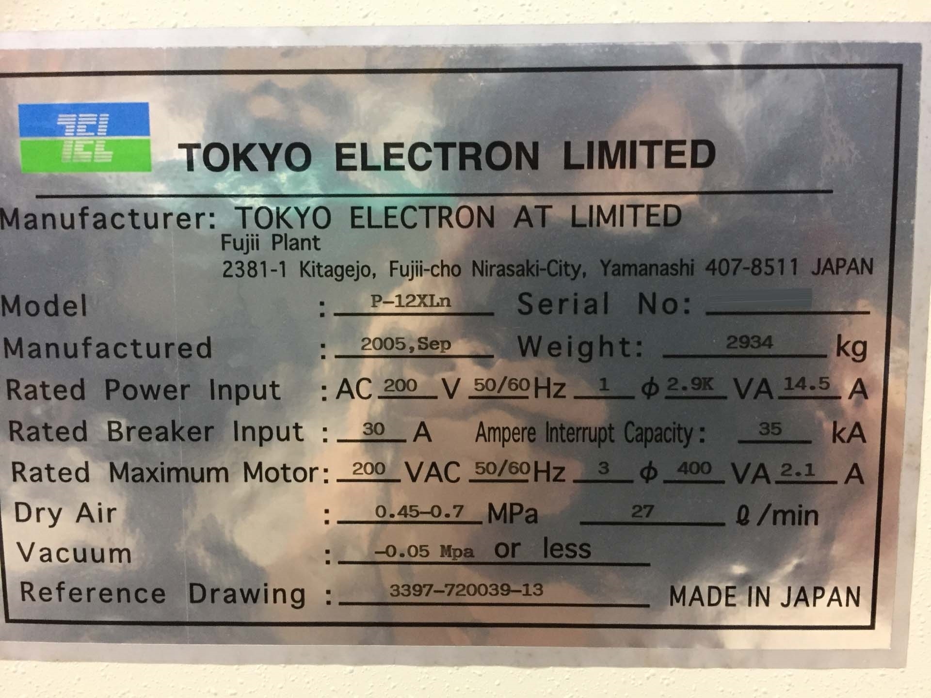 图为 已使用的 TEL / TOKYO ELECTRON P-12XLn+ 待售