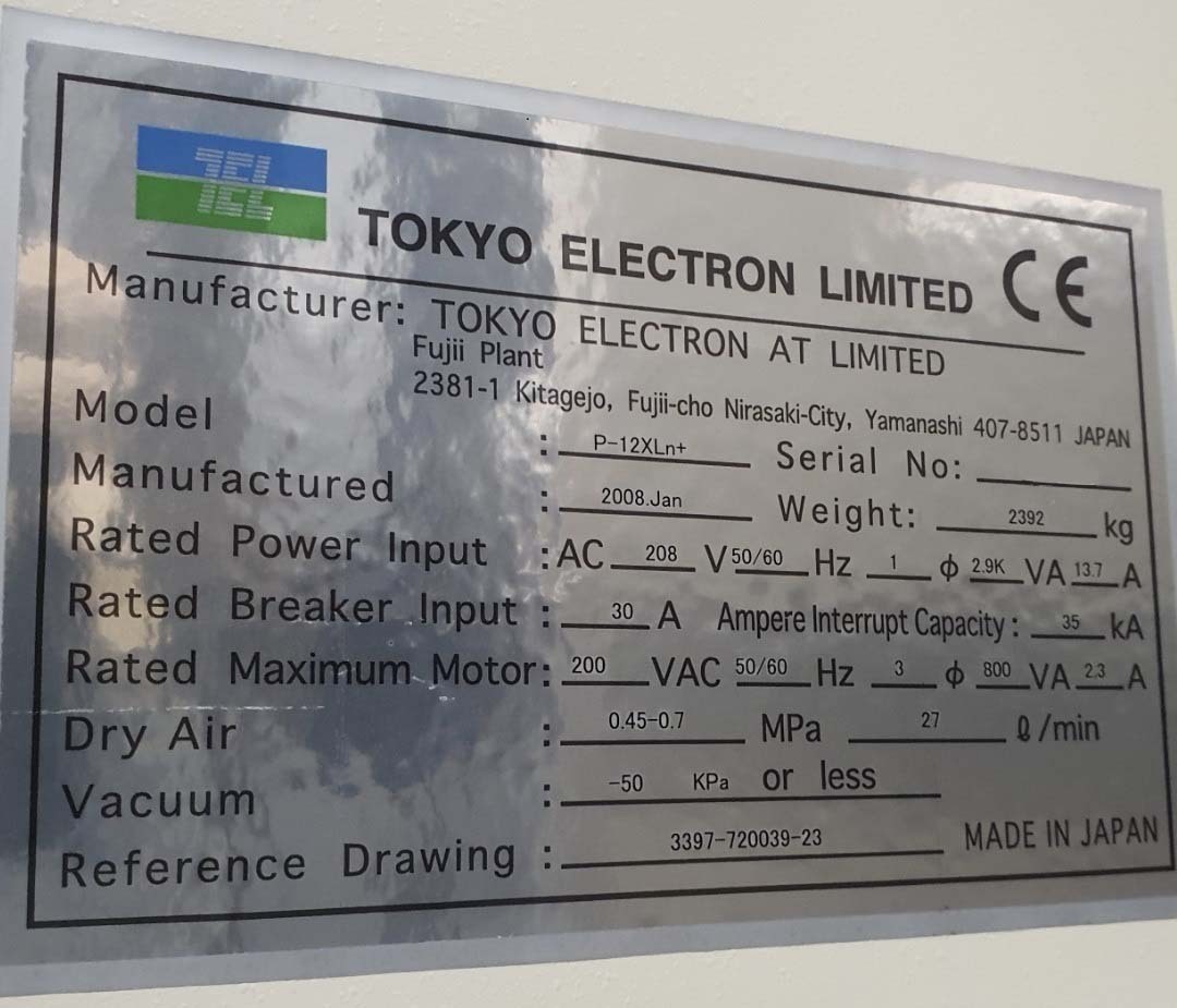 Photo Used TEL / TOKYO ELECTRON P-12XLn+ For Sale