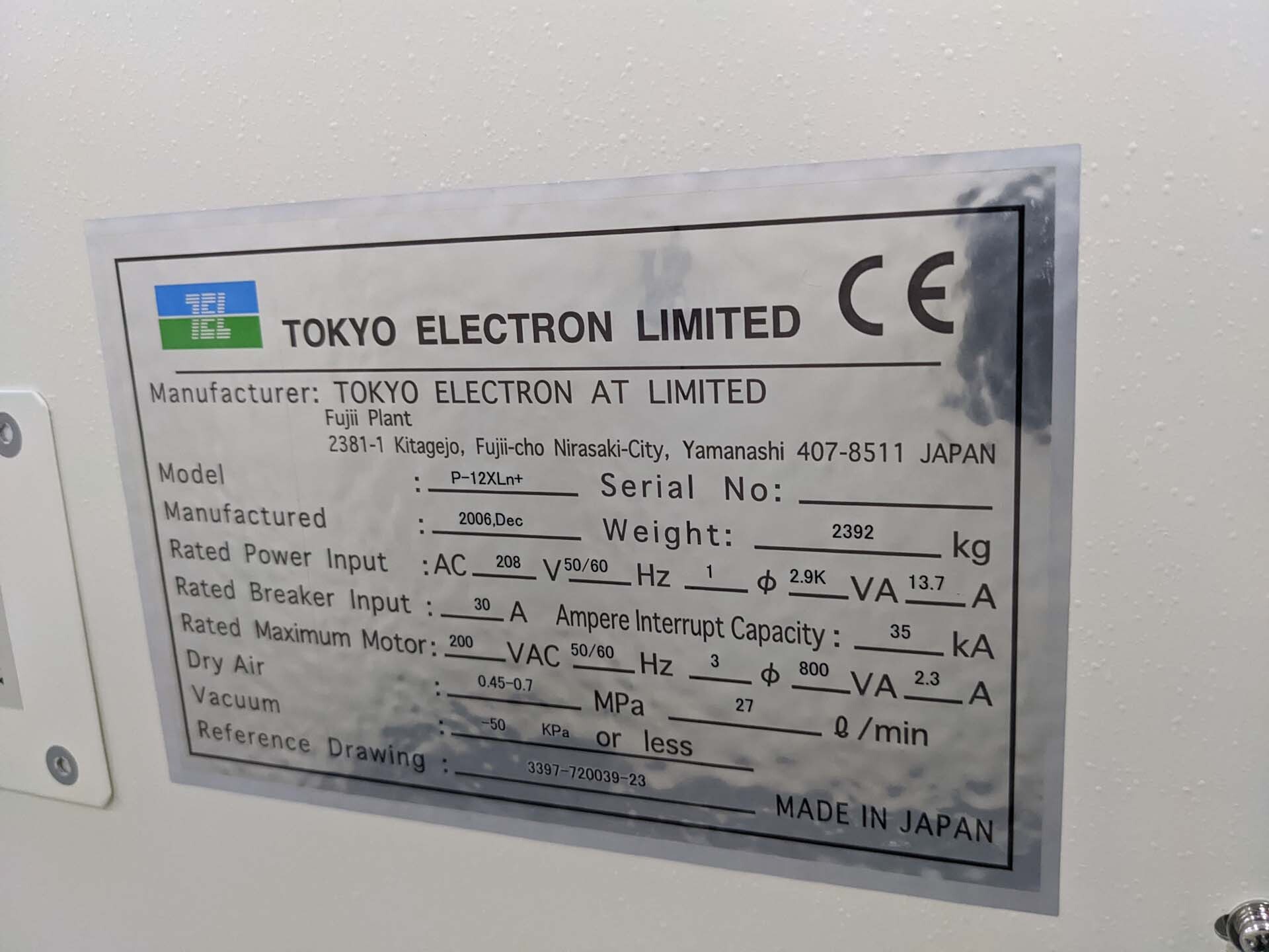 フォト（写真） 使用される TEL / TOKYO ELECTRON P-12XLn+ 販売のために