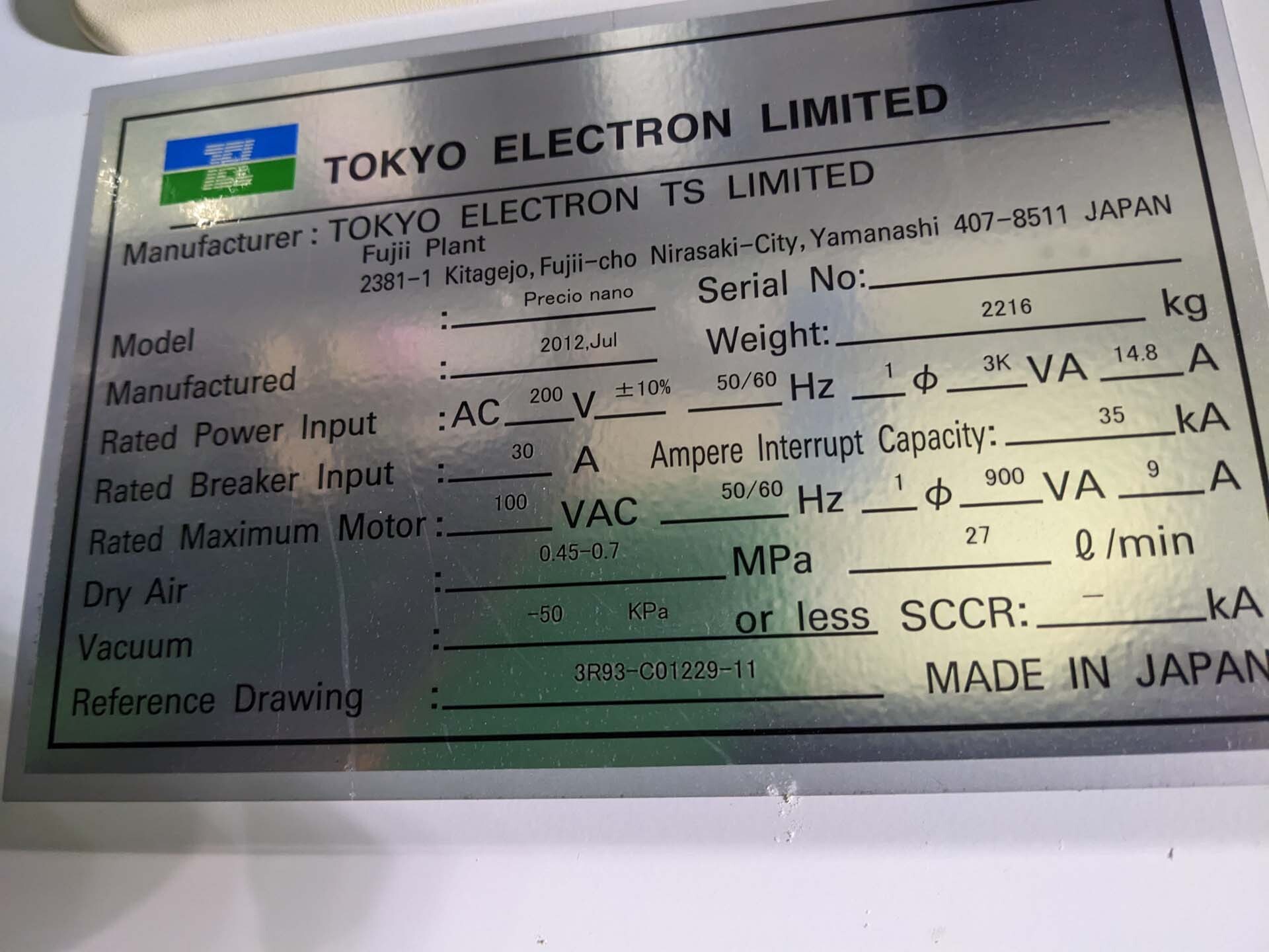 Foto Verwendet TEL / TOKYO ELECTRON Precio Nano Zum Verkauf
